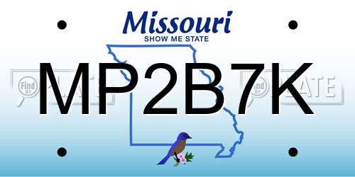 MP2B7K Missouri License Plate