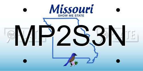 MP2S3N Missouri License Plate