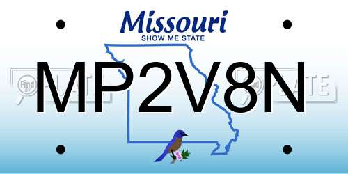 MP2V8N Missouri License Plate