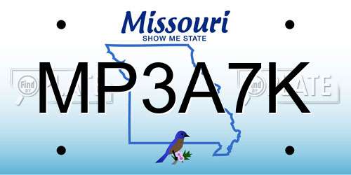 MP3A7K Missouri License Plate