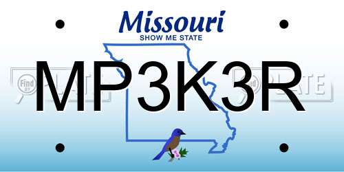 MP3K3R Missouri License Plate