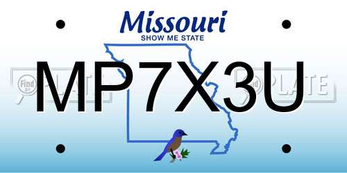 MP7X3U Missouri License Plate