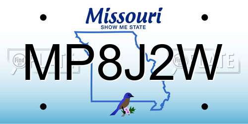 MP8J2W Missouri License Plate