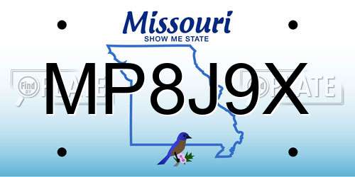 MP8J9X Missouri License Plate