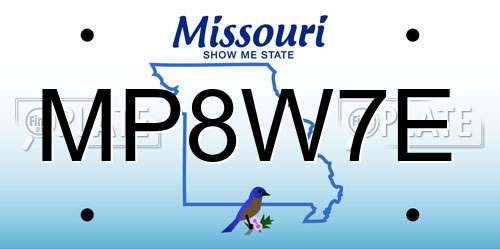 MP8W7E Missouri License Plate