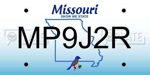 MP9J2R Missouri License Plate