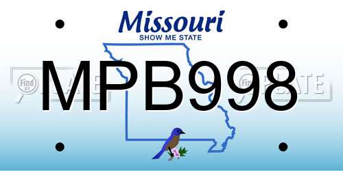 MPB998 Missouri License Plate
