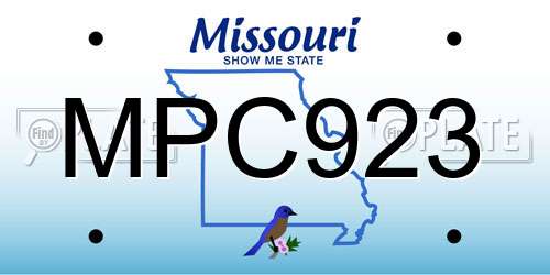 MPC923 Missouri License Plate