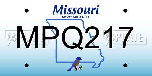 MPQ217 Missouri License Plate