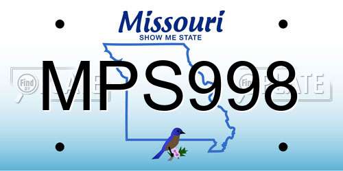 MPS998 Missouri License Plate