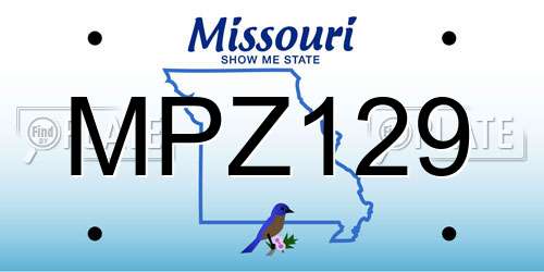 MPZ129 Missouri License Plate