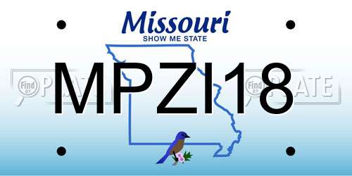 MPZI18 Missouri License Plate