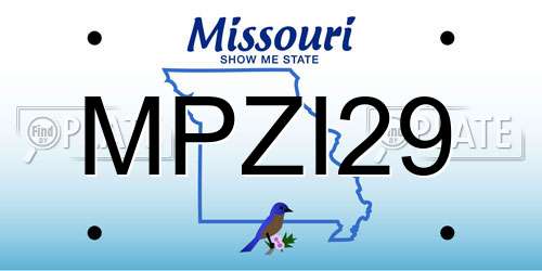 MPZI29 Missouri License Plate