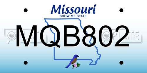 MQB802 Missouri License Plate