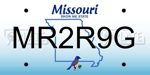 MR2R9G Missouri License Plate