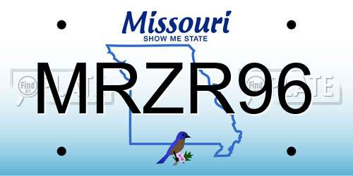 MRZR96 Missouri License Plate