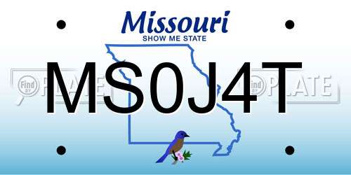 MS0J4T Missouri License Plate