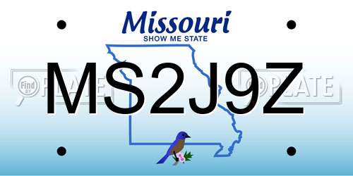 MS2J9Z Missouri License Plate