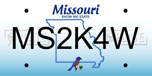 MS2K4W Missouri License Plate