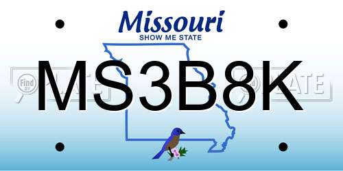 MS3B8K Missouri License Plate