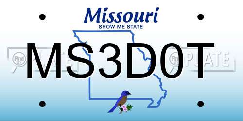 MS3D0T Missouri License Plate