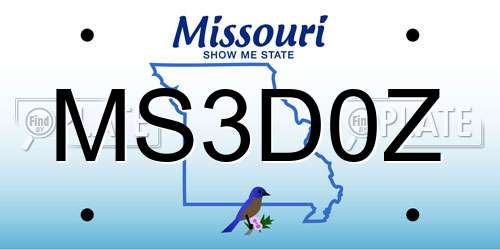 MS3D0Z Missouri License Plate