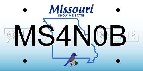 MS4N0B Missouri License Plate