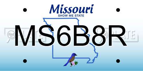 MS6B8R Missouri License Plate