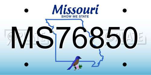 MS76850 Missouri License Plate