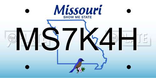 MS7K4H Missouri License Plate