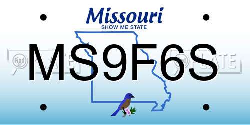 MS9F6S Missouri License Plate