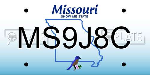 MS9J8C Missouri License Plate