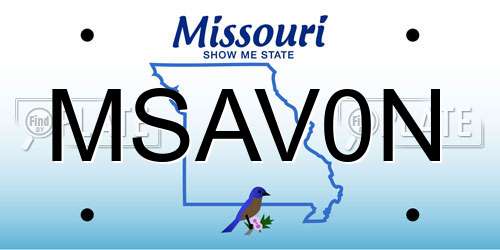 MSAV0N Missouri License Plate