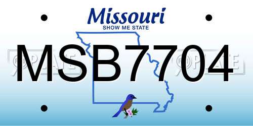MSB7704 Missouri License Plate