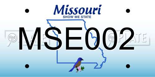 MSE002 Missouri License Plate