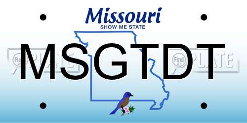 MSGTDT Missouri License Plate