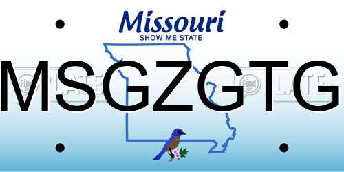 MSGZGTG Missouri License Plate