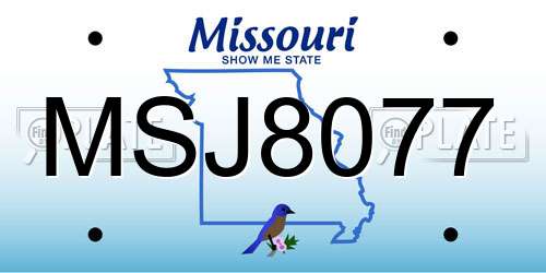 MSJ8077 Missouri License Plate