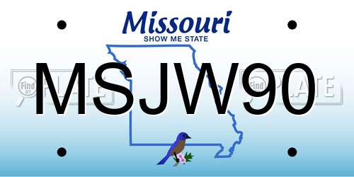 MSJW90 Missouri License Plate