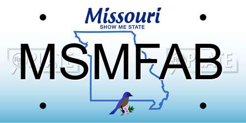 MSMFAB Missouri License Plate