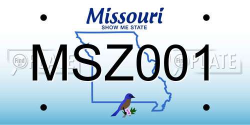 MSZ001 Missouri License Plate
