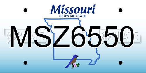 MSZ6550 Missouri License Plate