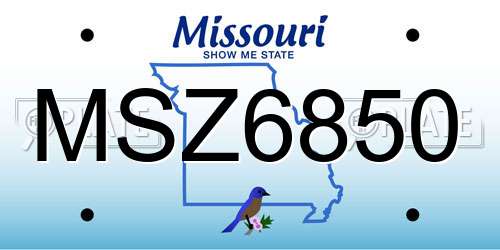 MSZ6850 Missouri License Plate