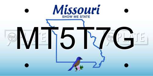 MT5T7G Missouri License Plate
