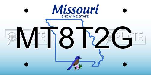 MT8T2G Missouri License Plate
