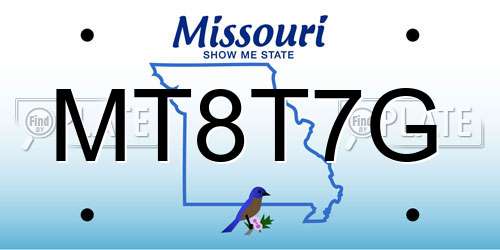 MT8T7G Missouri License Plate