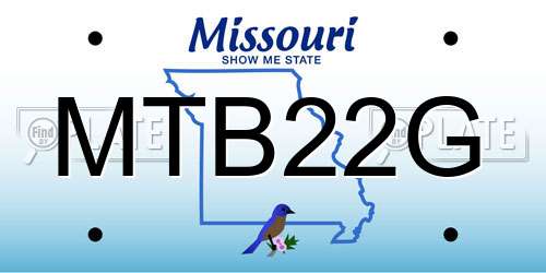 MTB22G Missouri License Plate