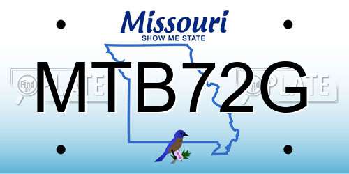 MTB72G Missouri License Plate