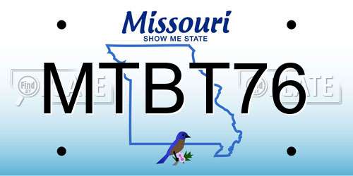 MTBT76 Missouri License Plate