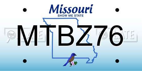 MTBZ76 Missouri License Plate